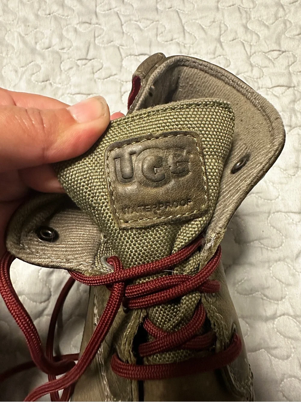 UGG Brown Leather Rain & Snow Boots with Red Trim